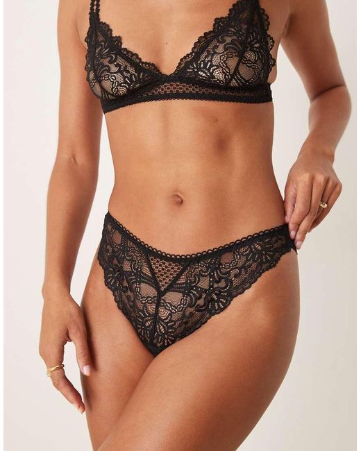 Free People Black Lace High Waist Thong