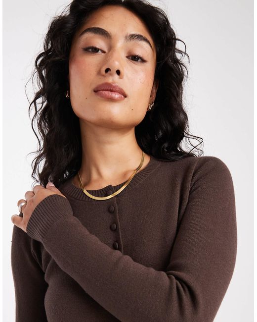 Threadbare Brown – kompakte strickjacke