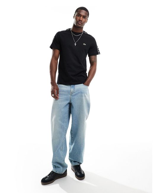 Lacoste Black Taped Short Sleeve T-shirt for men