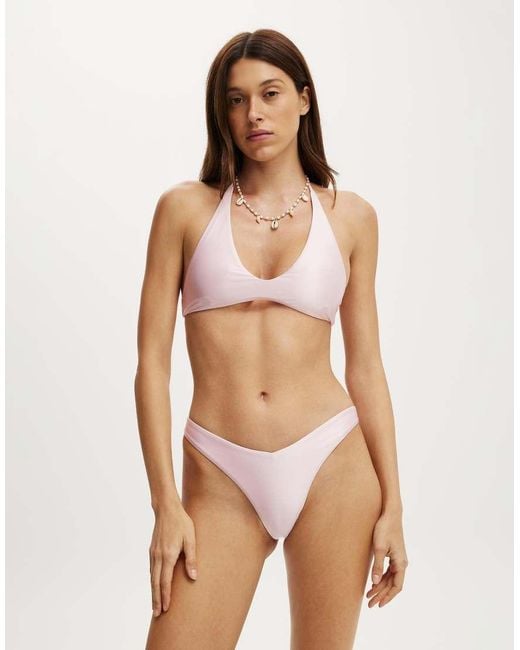 Cotton On Natural Dip Front High Side Brazilian Bikini Bottom