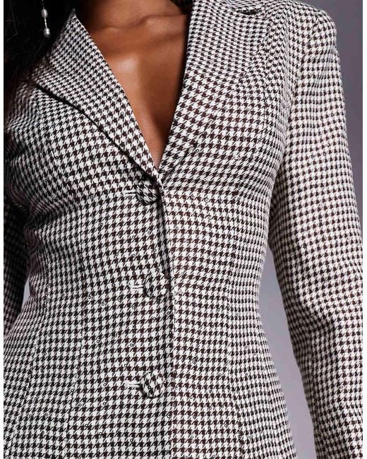 Blazer Pied De Poule Color Cioccolato Con Paillettes E Fiocco Sul Retro di ASOS in Gray