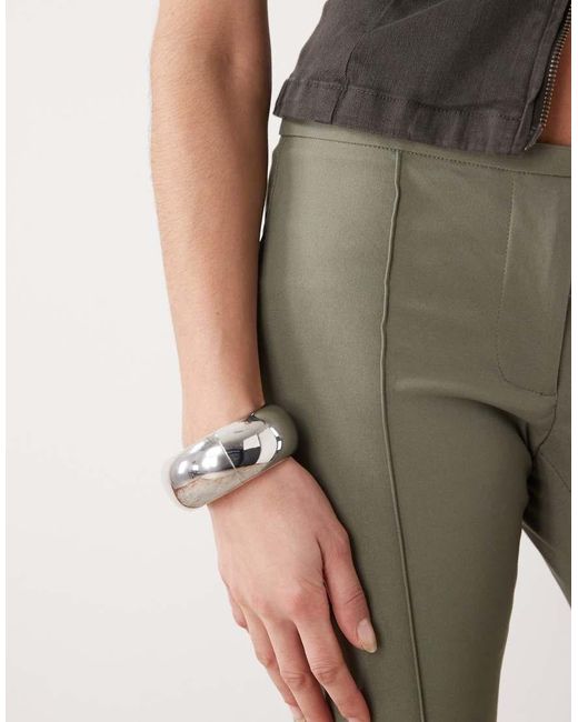 Monki Natural Flared Tailored Trousers