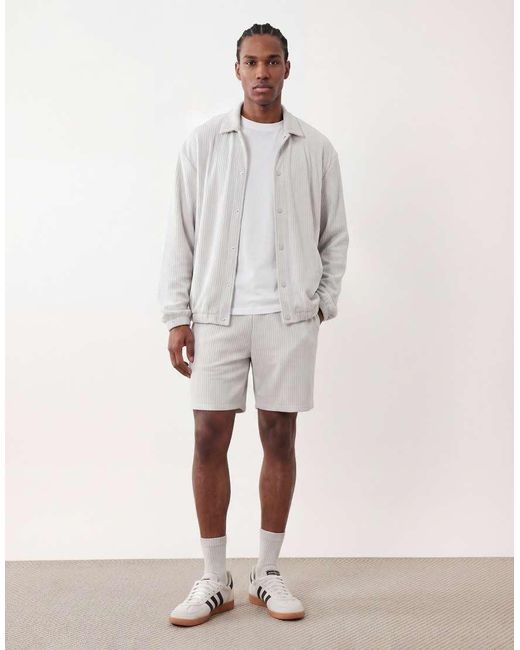 ASOS Natural Oversized Ribbed Jersey Shorts for men