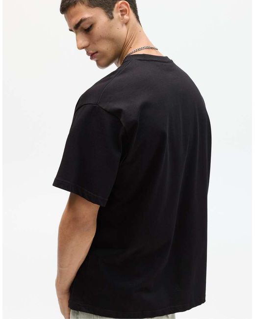 Pull&Bear Black Boxy Oversized T-shirt for men