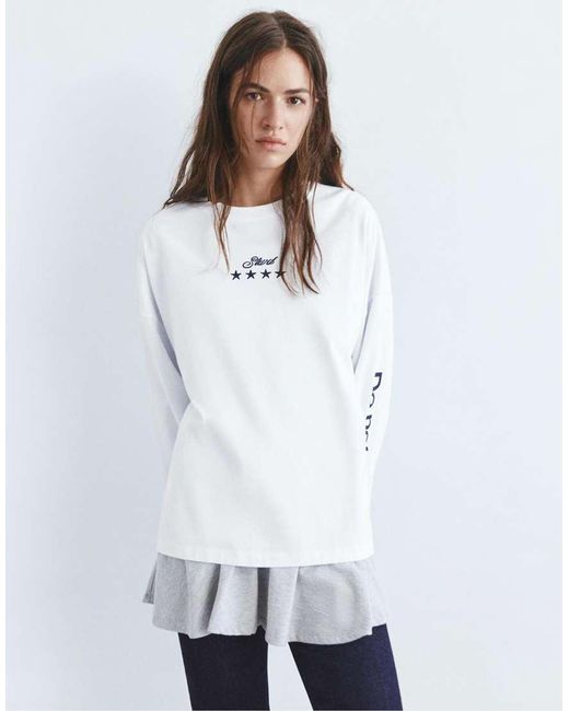 Pull&Bear White Stwd Star T-shirt