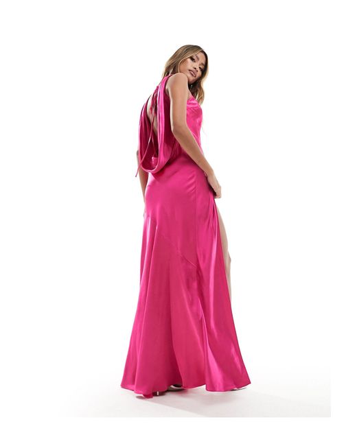 True Violet Pink Cowl Back Slip Dress