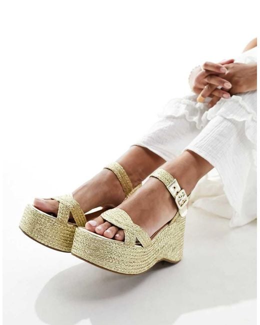 South Beach Glam Heeled Metallic Espadrille Wedges