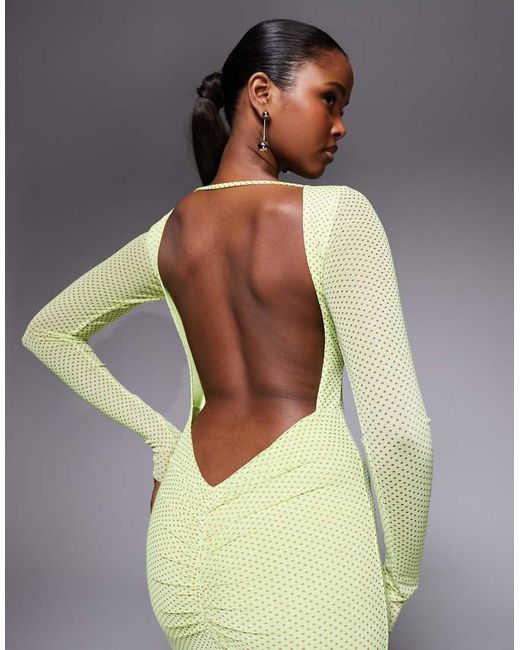 AFRM Multicolor Talmo Long Sleeve Boatneck Maxi Dress With Open Back Detail