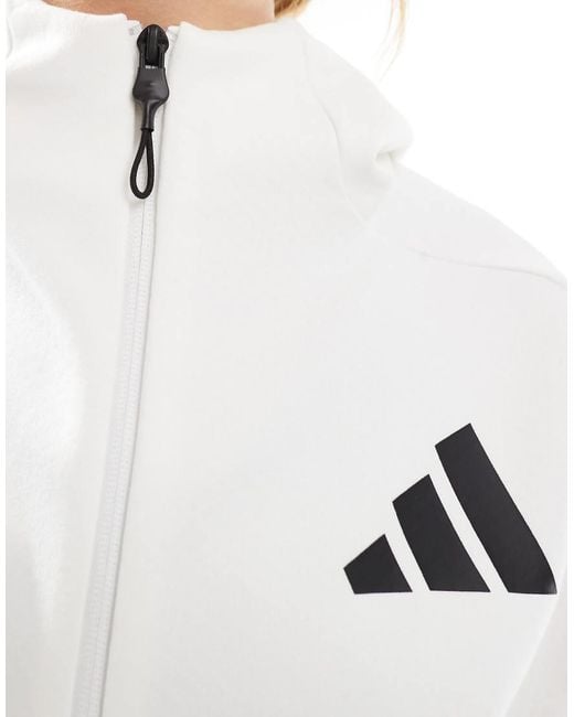 Adidas Originals White Adidas Originals Z.N.E. Premium Full-Zip Hoodie