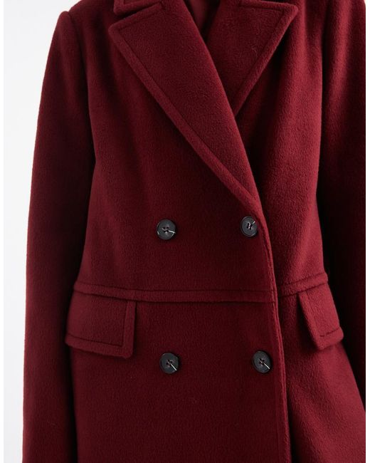 4th & Reckless Red Wool Look Double Breasted Longline Structu Formal Coat