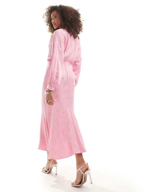 Closet Pink Cowl A-line High Neck Midi Dress