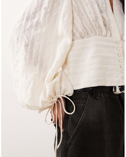 Aware Natural Boho Balloon Sleeve Buttondown Blouse