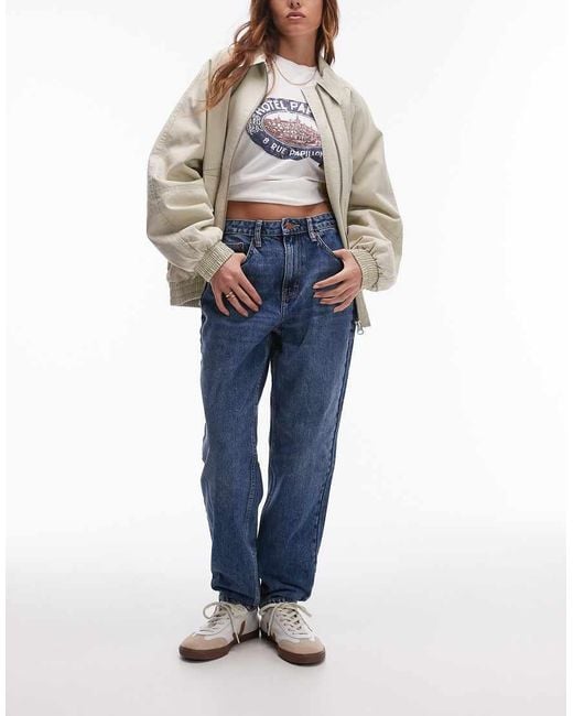Vaqueros Mom De Talle Alto Original De TOPSHOP de color Blue