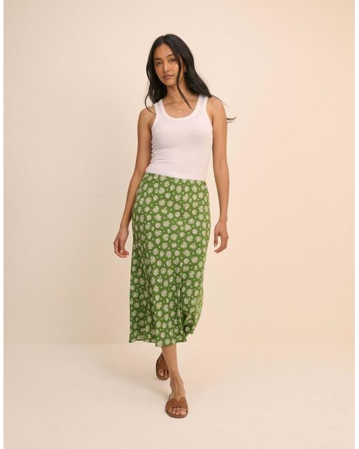 Nobody's Child Green Floral Mila Midi Slip Skirt