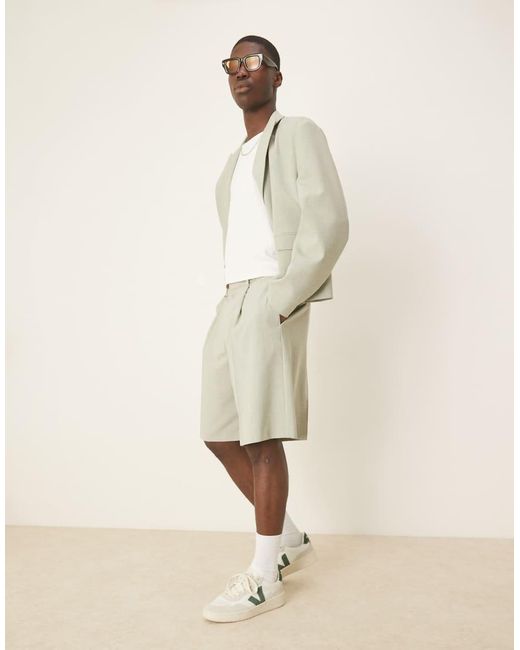 ASOS Wijde Short in het Natural voor heren