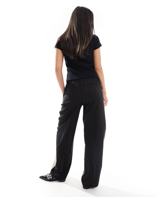 ASOS Black Tailored Relaxed Trousers With Tie Waist