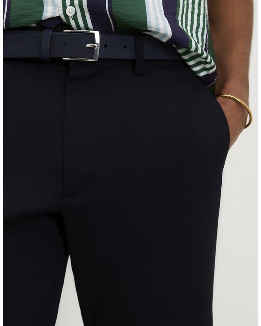 River Island Blue Slim Fit Belted Chino Shorts for men