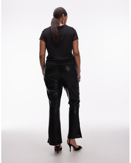 ASOS Black Asos Design Curve Leather Look Slim Flare Trouser With Pintuck