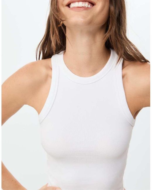 Stradivarius White Racerback Top