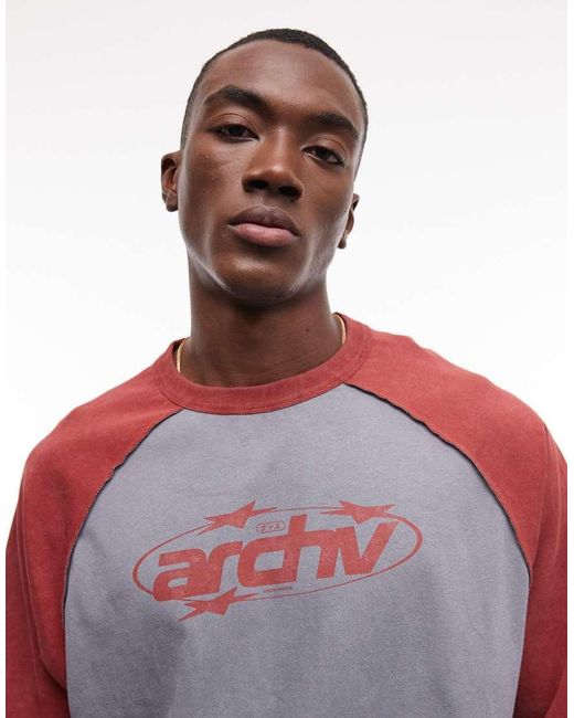 ASOS Red Heavyweight Oversized T-shirt With Text Graphic for men