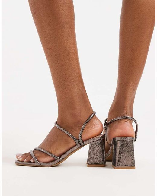 SEQWL White Dandelion Strappy Block Heeled Sandals