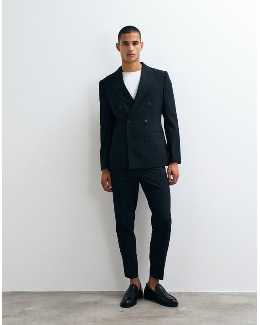 ASOS Slim Double Breasted Colbert in het Blue voor heren