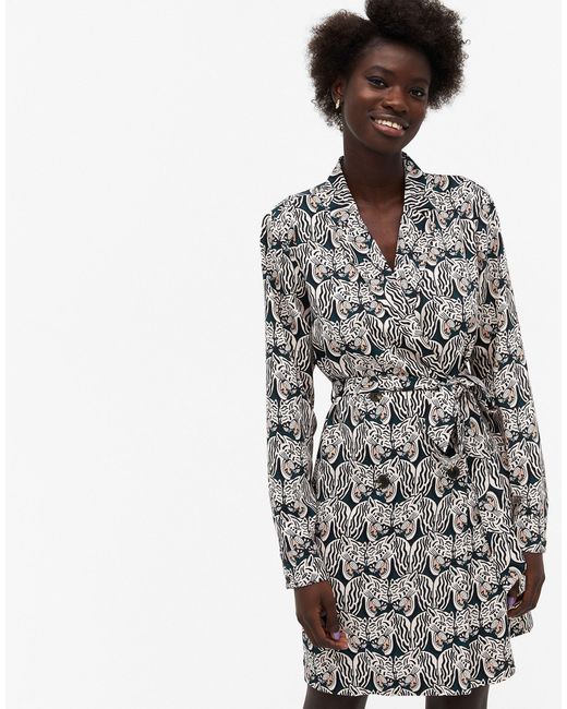 Monki Lisen Print Mini Shirt Dress | Lyst