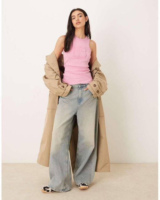 JJXX Pink Patch Ribbed Vest