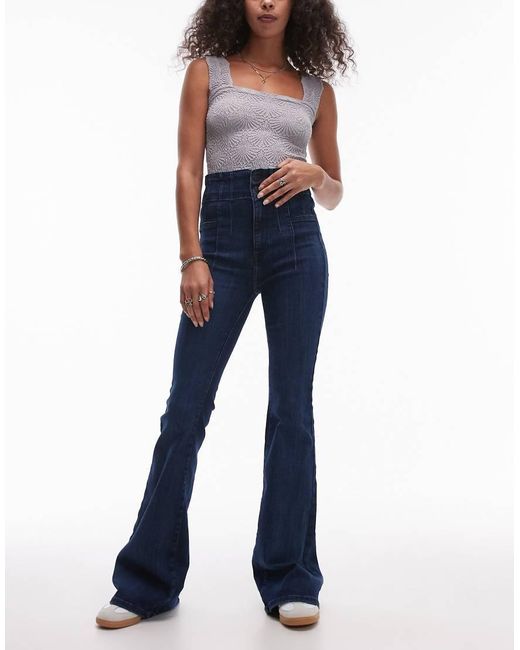 Free People Blue Jayde High Waist Skinny Denim Flares