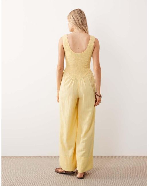 ASOS Natural Scoop Neck Crinkle Jumpsuit