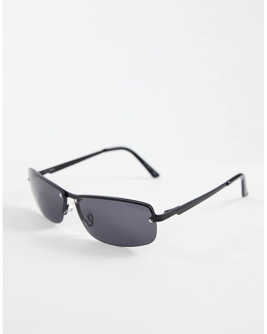 ASOS Black Rectangle Metal Sunglasses for men