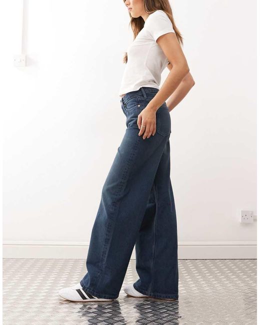 Weekday Blue Paz Mid Waist Wide Leg Jeans