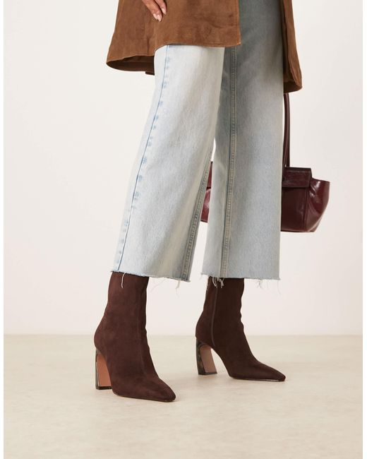 ASOS Natural Esme Banana Heel Ankle Boots