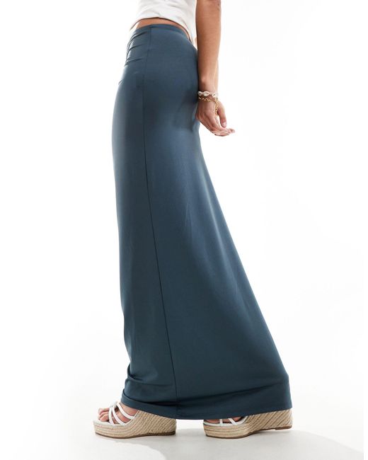 ONLY Blue Ruched Front Maxi Skirt