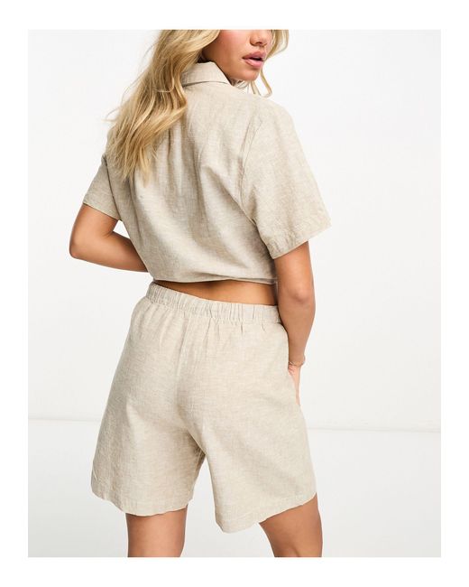Monki Natural Co-ord Linen Drawstring Shorts