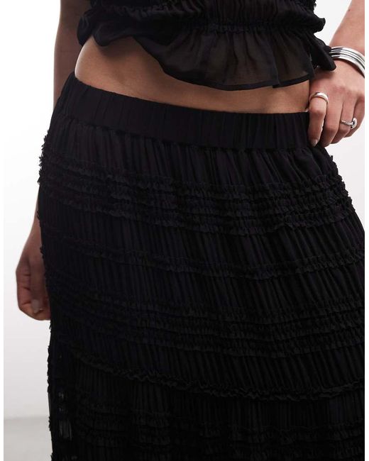 AllSaints White Lotus Co-Ord Ruffle Mesh Midi Skirt