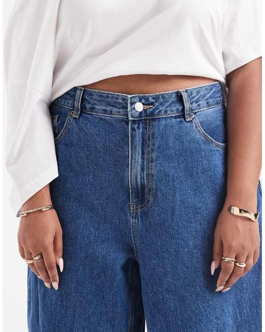 Vero Moda Blue Billie High Rise Barrel Leg Jeans
