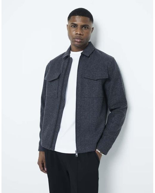 River Island Blue Zip Overshirt for men