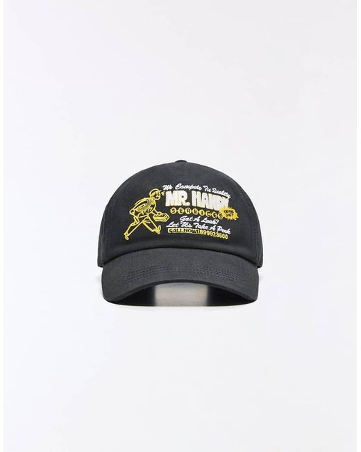 Bershka Black Mr. Handy Embroidered Cap for men