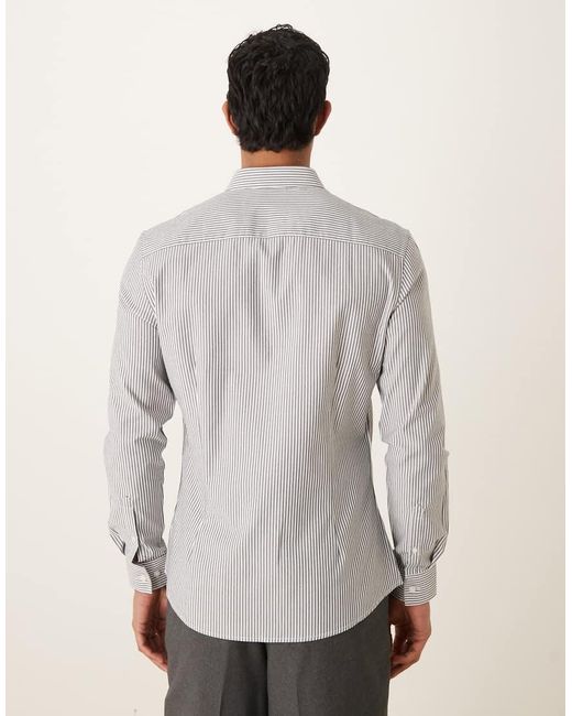 ASOS Gray Slim Striped Shirt for men