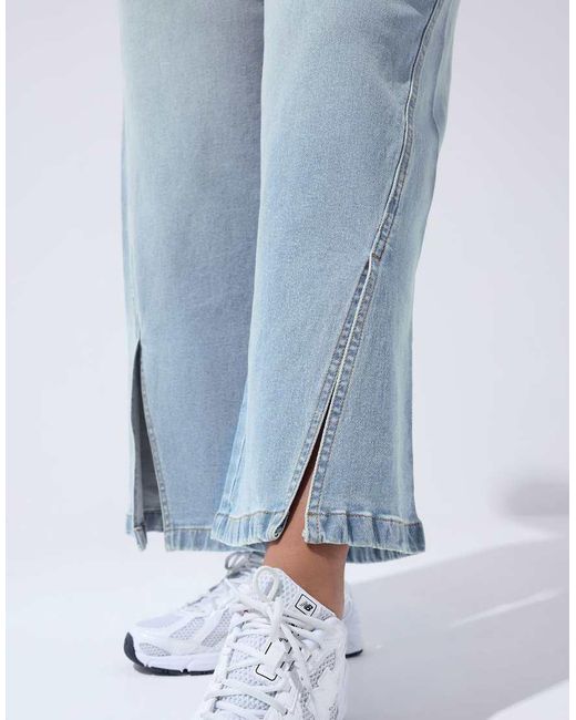 Yours Clothing Blue Split Hem Wide Leg Jeans