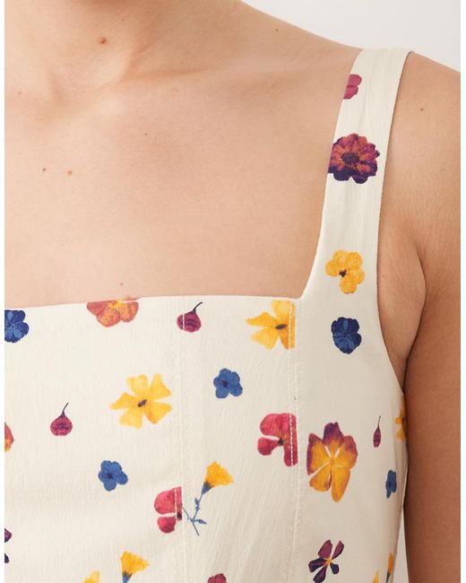 Abercrombie & Fitch Natural Sleeveless Midi Dress With Godet Hem