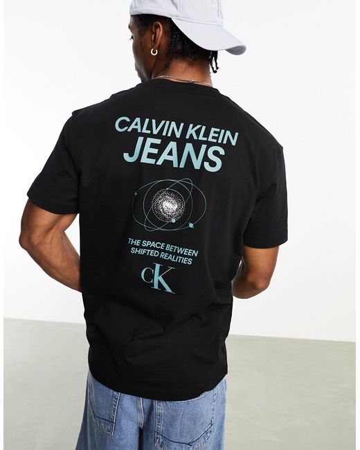 Camiseta negra con estampado gráfico en la espalda future galaxy Calvin Klein de hombre de color Black