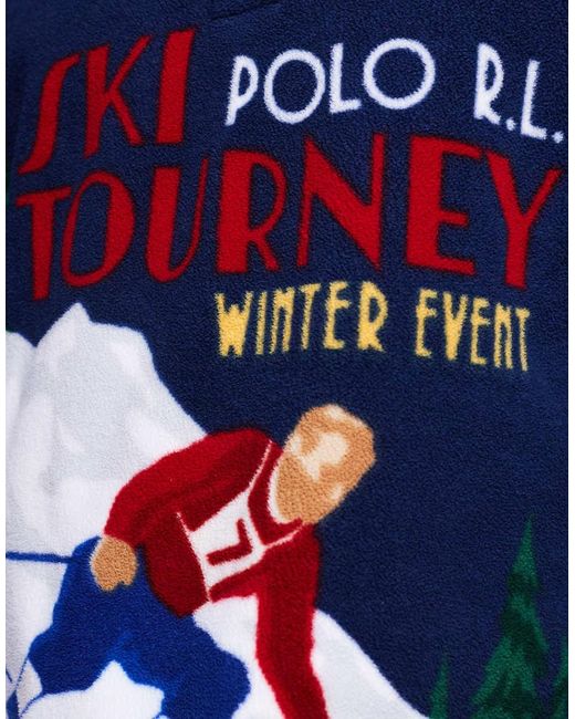 Polo Ralph Lauren Sweatshirt Van Polar Fleece Met Print Van Skiër En Korte Rits in het Blue voor heren
