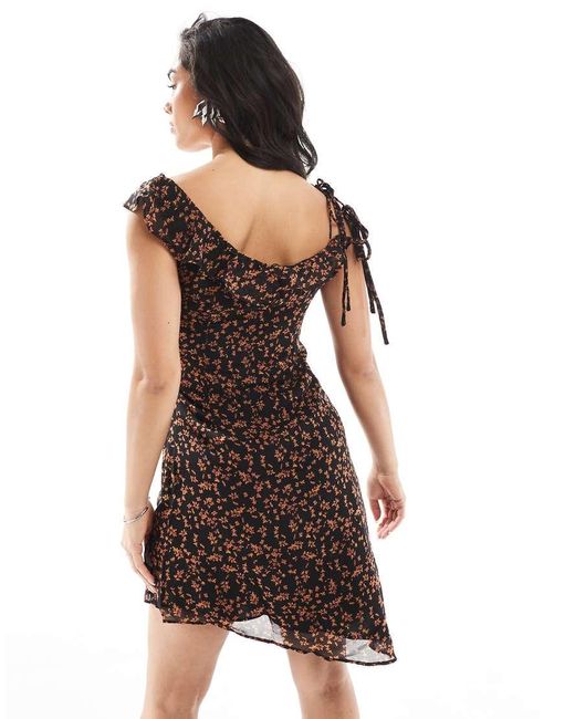Glamorous Black Asymmetric Ruffle Mini Dress