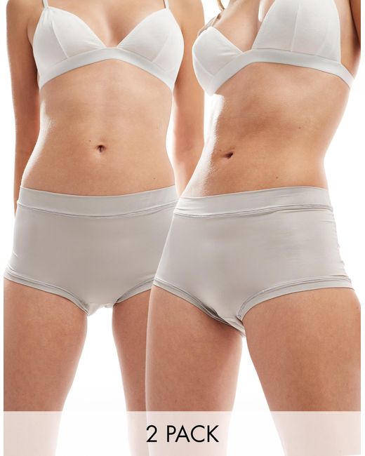 ASOS Gray Bella 2 Pack Super Soft High Waist Shortie