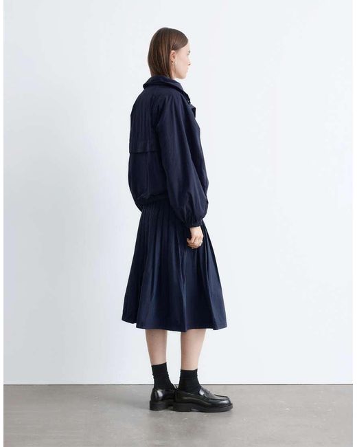 & Other Stories Blue Nylon Short Bomber Jacket With Waist Pleat Detail