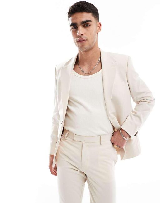 ASOS White Four Way Stretch Skinny Suit Jacket for men