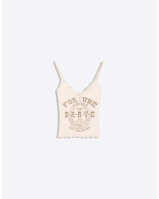 Bershka Gray Printed Lace Camisole