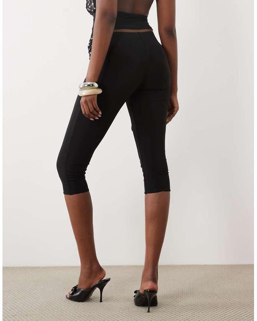 Missy Empire Black Slinky Polka Dot Mesh Drape Tie Front Capri Trouser Co-Ord